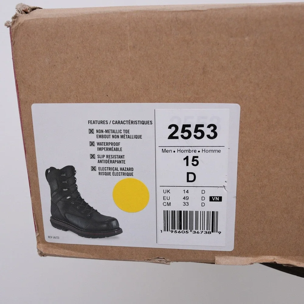 Red Wing 2553 Apex Waterproof Non-Metallic Safety Toe Work Boots Mens 15 D Black